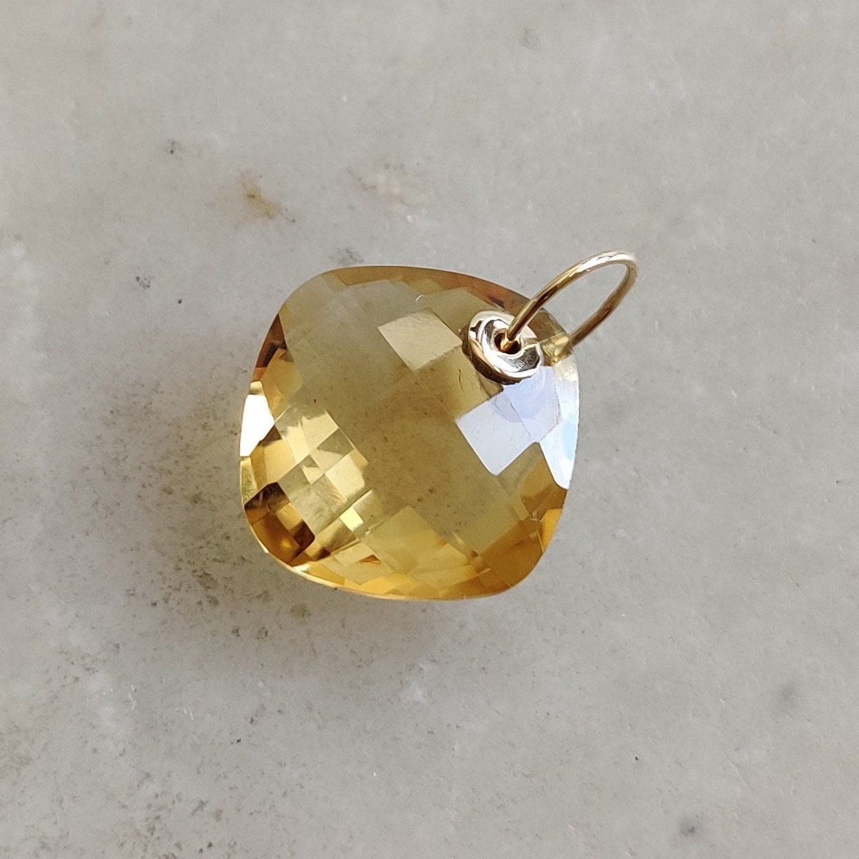 Natural Citrine Pendant, 14K Solid Yellow Gold Citrine Pendant, November Birthstone Pendant, Citrine Jewelry, Christmas Present