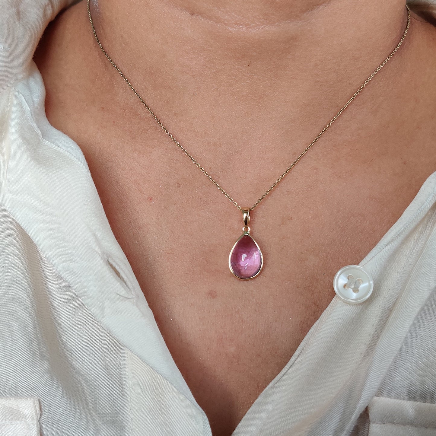 Natural Kunzite Pendant, 14K Solid Gold Kunzite Pendant, Solid Gold Bezel Pendant, October Birthstone, Christmas Gift, Kunzite Pendant