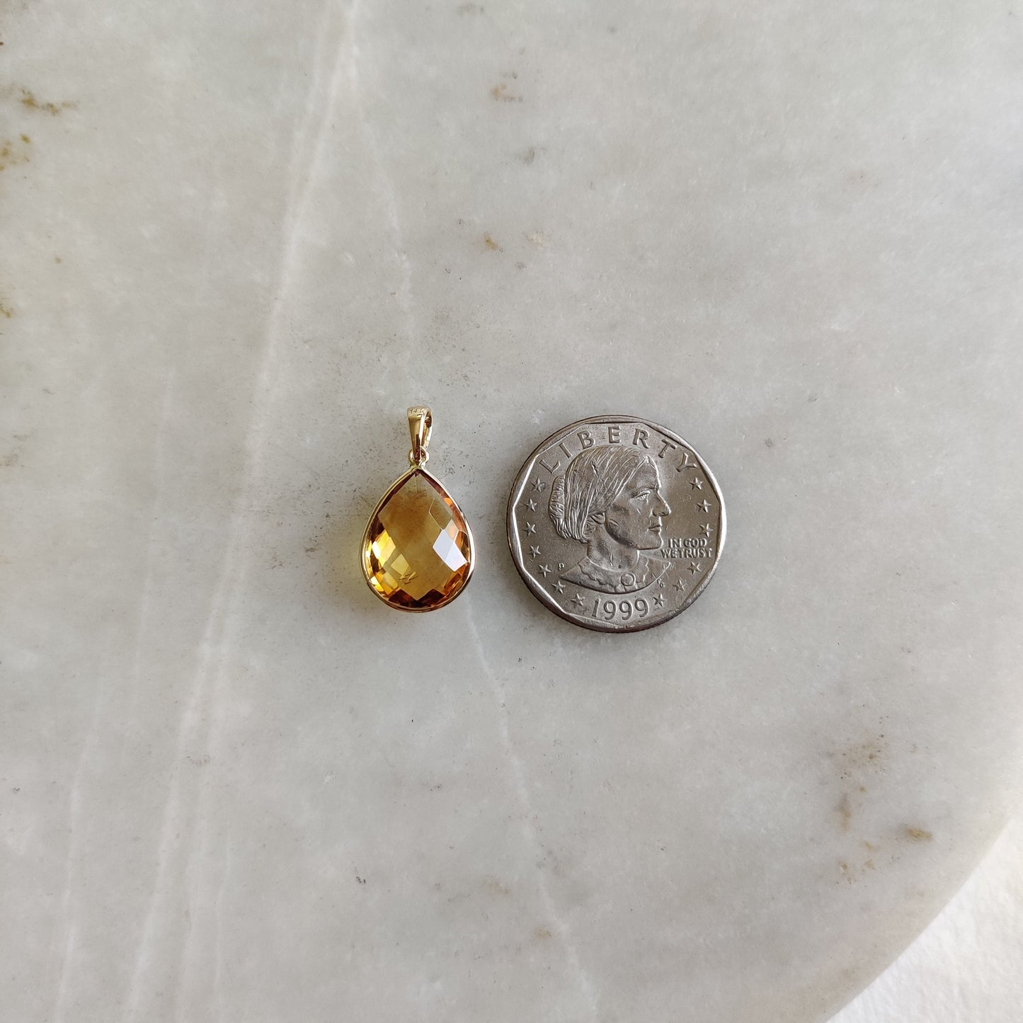 Natural Citrine Pendant, 14K Solid Yellow Gold Citrine Pendant, Bezel Pendant Necklace, November Birthstone, Christmas Gift, Citrine Jewelry