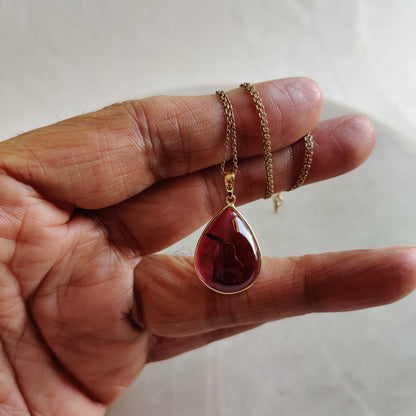 Natural Garnet Pendant, 14K Solid Gold Garnet Pendant, Solid Gold Pendant Necklace, January Birthstone, Christmas Gift, Garnet Jewelry