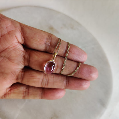 Natural Kunzite Pendant, 14K Solid Gold Kunzite Pendant, Solid Gold Bezel Pendant, October Birthstone, Christmas Gifts, Kunzite Jewelry