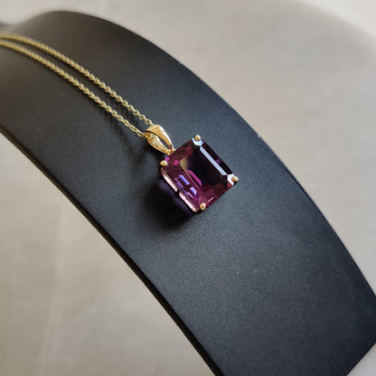 Natural Purple Amethyst Pendant, 14K Solid Gold Purple Amethyst Octagon Pendant, February Birthstone, Amethyst Jewelry, Christmas Gift