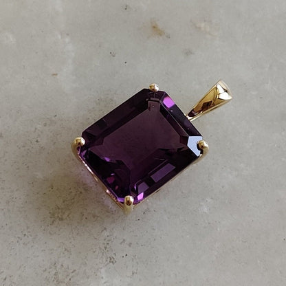 Natural Purple Amethyst Pendant, 14K Solid Gold Purple Amethyst Octagon Pendant, February Birthstone, Amethyst Jewelry, Christmas Gift