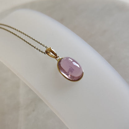 Natural Kunzite Pendant, 14K Solid Gold Kunzite Pendant, Solid Gold Bezel Pendant, October Birthstone, Christmas Gifts, Kunzite Jewelry