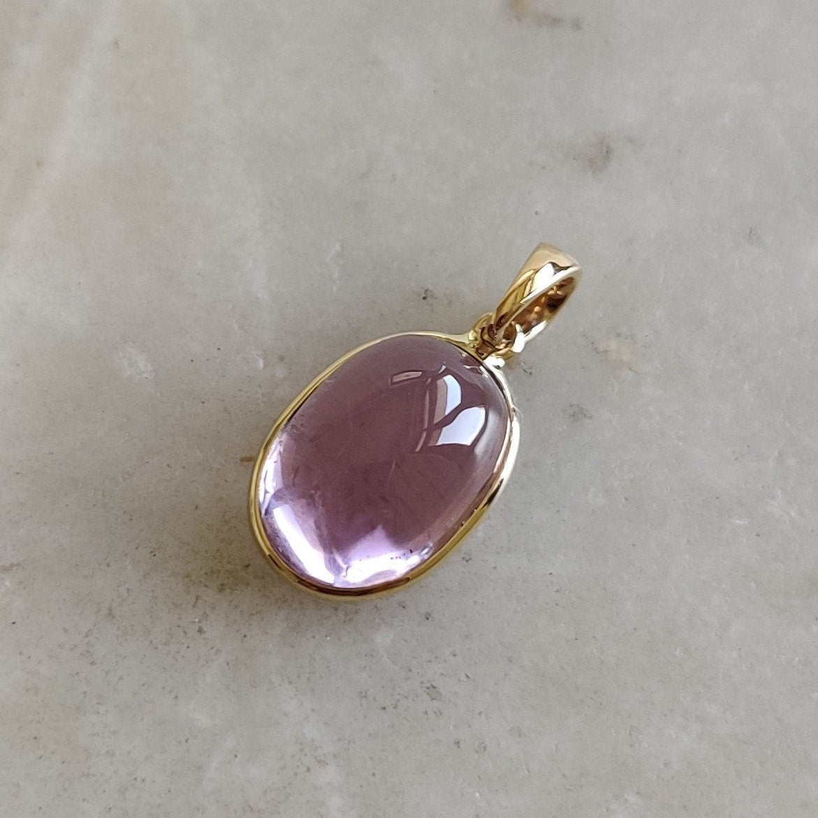 Natural Kunzite Pendant, 14K Solid Gold Kunzite Pendant, Solid Gold Bezel Pendant, October Birthstone, Christmas Gifts, Kunzite Jewelry