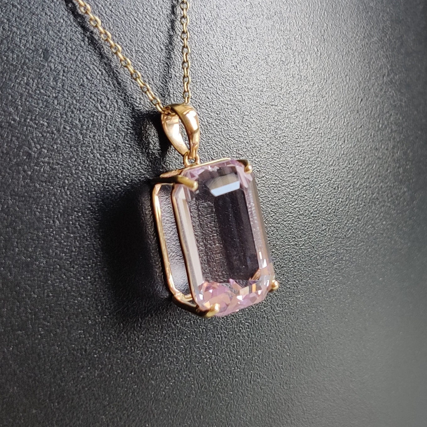 Natural Kunzite Pendant, 14K Solid Yellow Gold Kunzite Pendant, Prong Pendant, October Birthstone, Christmas Gift, Kunzite Jewelry