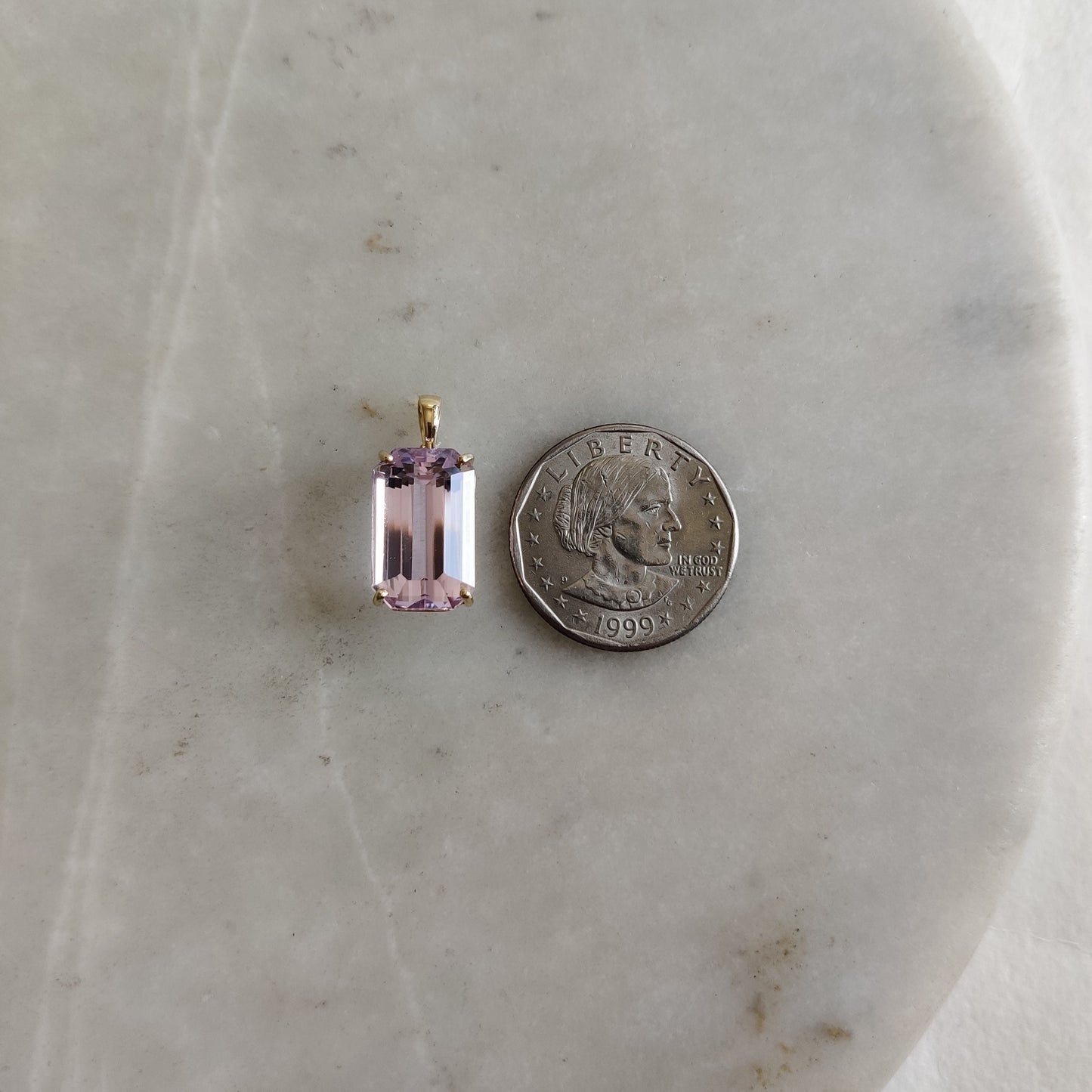 Natural Kunzite Pendant, 14K Solid Yellow Gold Kunzite Pendant, Prong Pendant, October Birthstone, Christmas Gift, Kunzite Jewelry