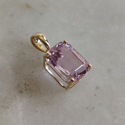 Natural Kunzite Pendant, 14K Solid Yellow Gold Kunzite Prong Pendant, October Birthstone Pendant, AAA Kunzite Pendant, Kunzite Jewelry