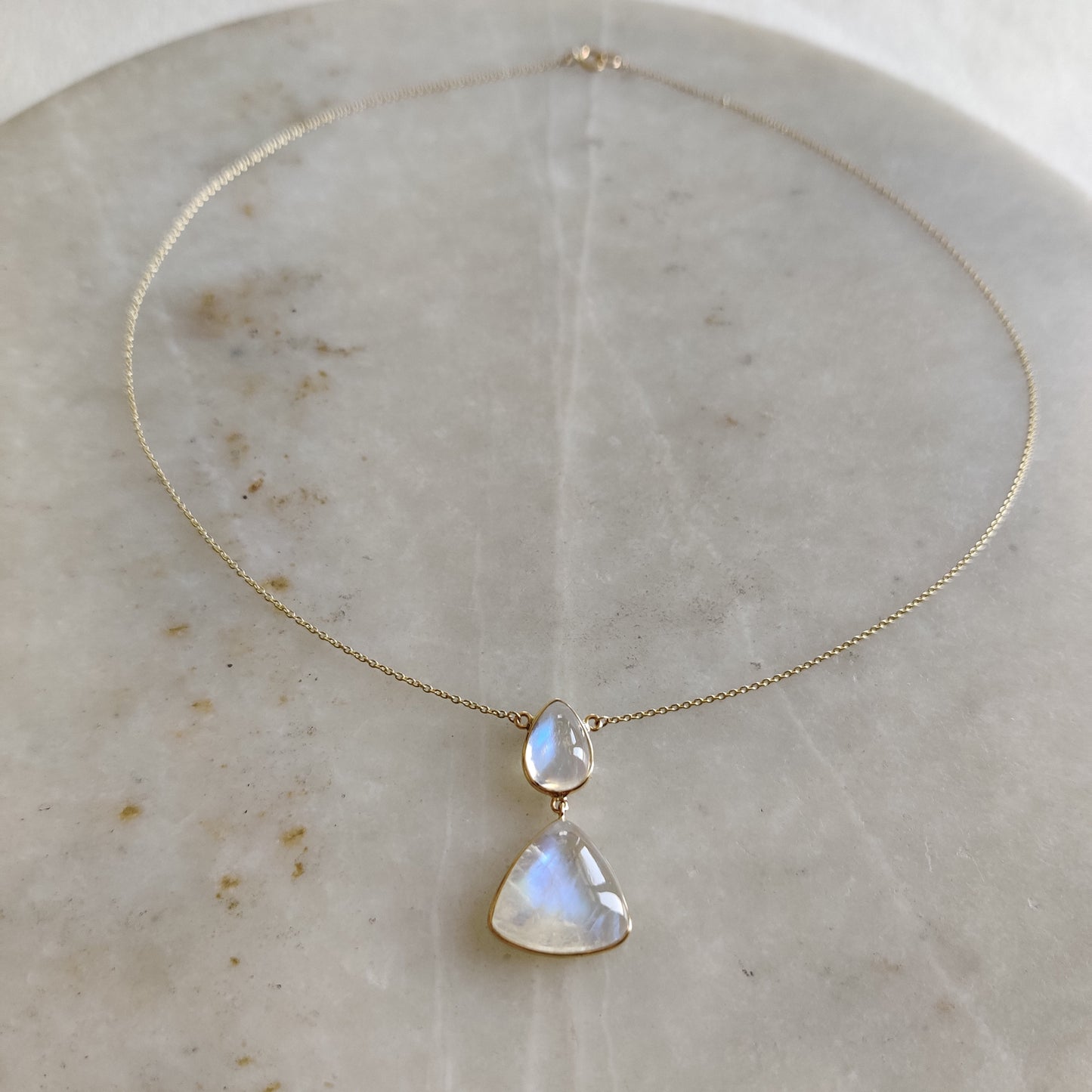 Natural Rainbow Moonstone  Pendent, 14K Solid Gold Pendent Necklace, Rainbow Moonstone Jewelry,June Birthstone, Blue Moonstone Necklace