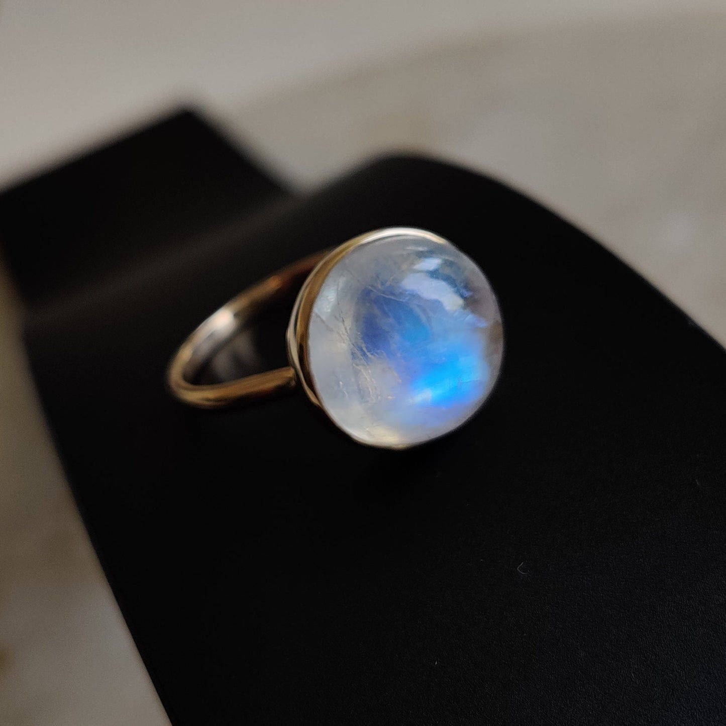 Natural Rainbow Moonstone Ring, 14K Solid Gold Ring, Rainbow Moonstone Gold Ring, Rainbow Moonstone Jewelry, Dainty Ring, June Birthstone