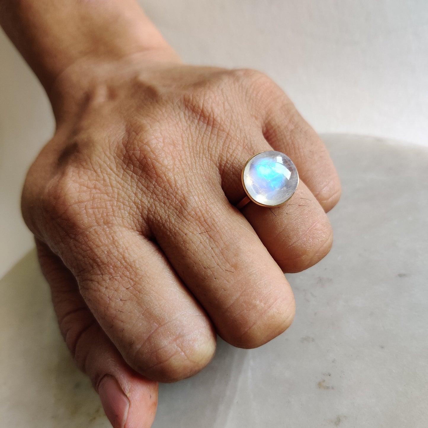 Natural Rainbow Moonstone Ring, 14K Solid Gold Ring, Rainbow Moonstone Gold Ring, Rainbow Moonstone Jewelry, Dainty Ring, June Birthstone