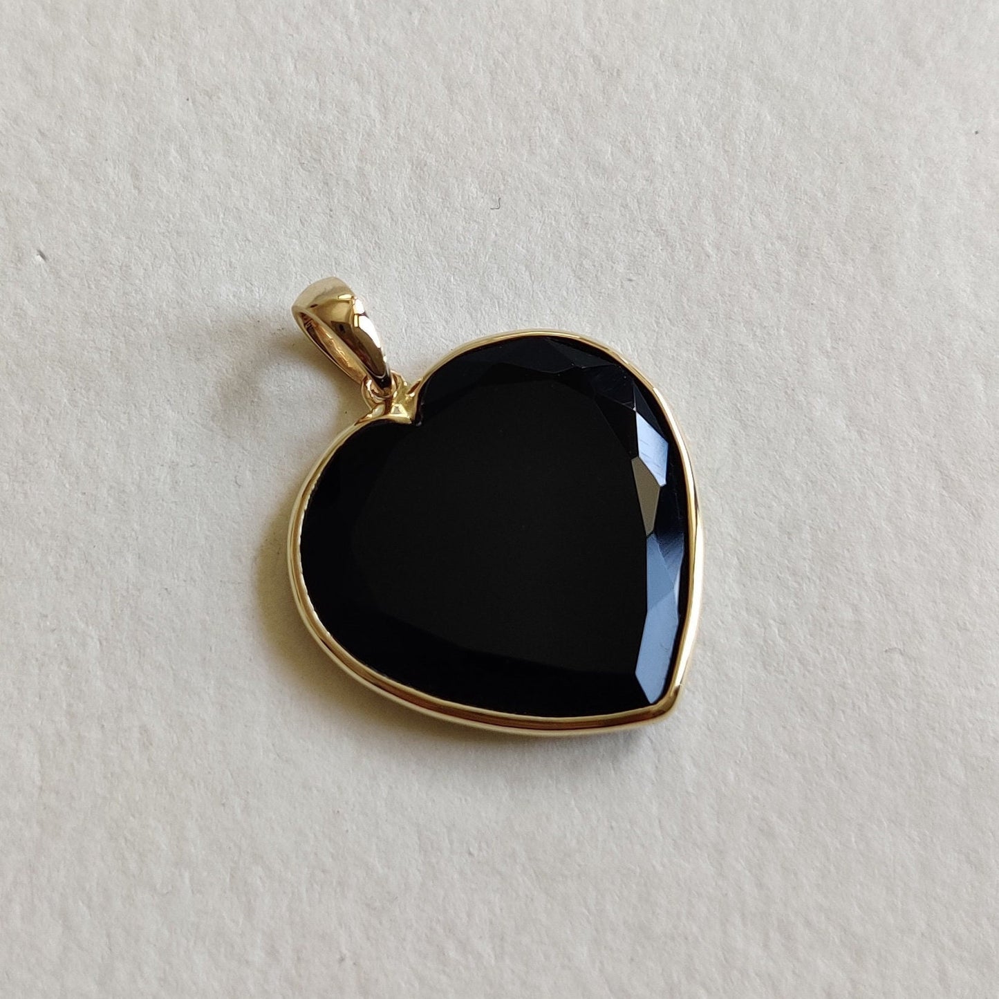 Natural Black Onyx Heart Pendant, 14K Solid Yellow Gold Pendant, Heart Shape Pendant, Christmas Gift, December Birthstone, Heart Pendant