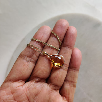 Natural Citrine Pendant, 14K Solid Yellow Gold Citrine Pendant, Bezel Pendant Necklace, November Birthstone, Christmas Gift, Citrine Jewelry