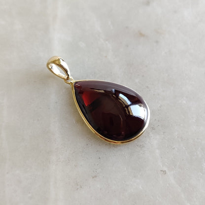 Natural Garnet Pendant, 14K Solid Gold Garnet Pendant, Solid Gold Pendant Necklace, January Birthstone, Christmas Gift, Garnet Jewelry