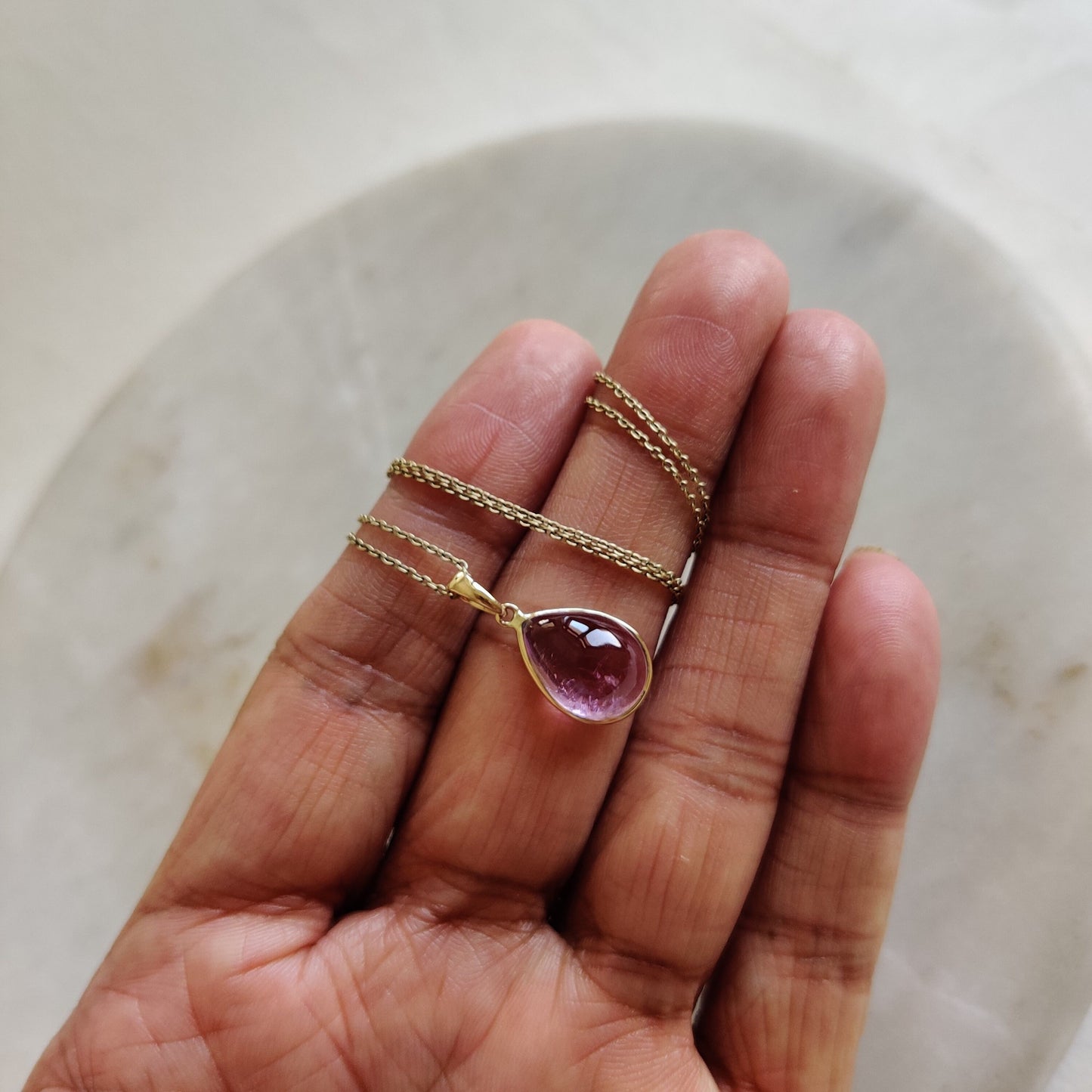 Natural Kunzite Pendant, 14K Solid Gold Kunzite Pendant, Solid Gold Bezel Pendant, October Birthstone, Christmas Gift, Kunzite Pendant