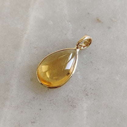 Natural Citrine Pendant, 14K Solid Yellow Gold Citrine Pendant, Pear Bezel Pendant, November Birthstone, Christmas Gift, Citrine Jewelry