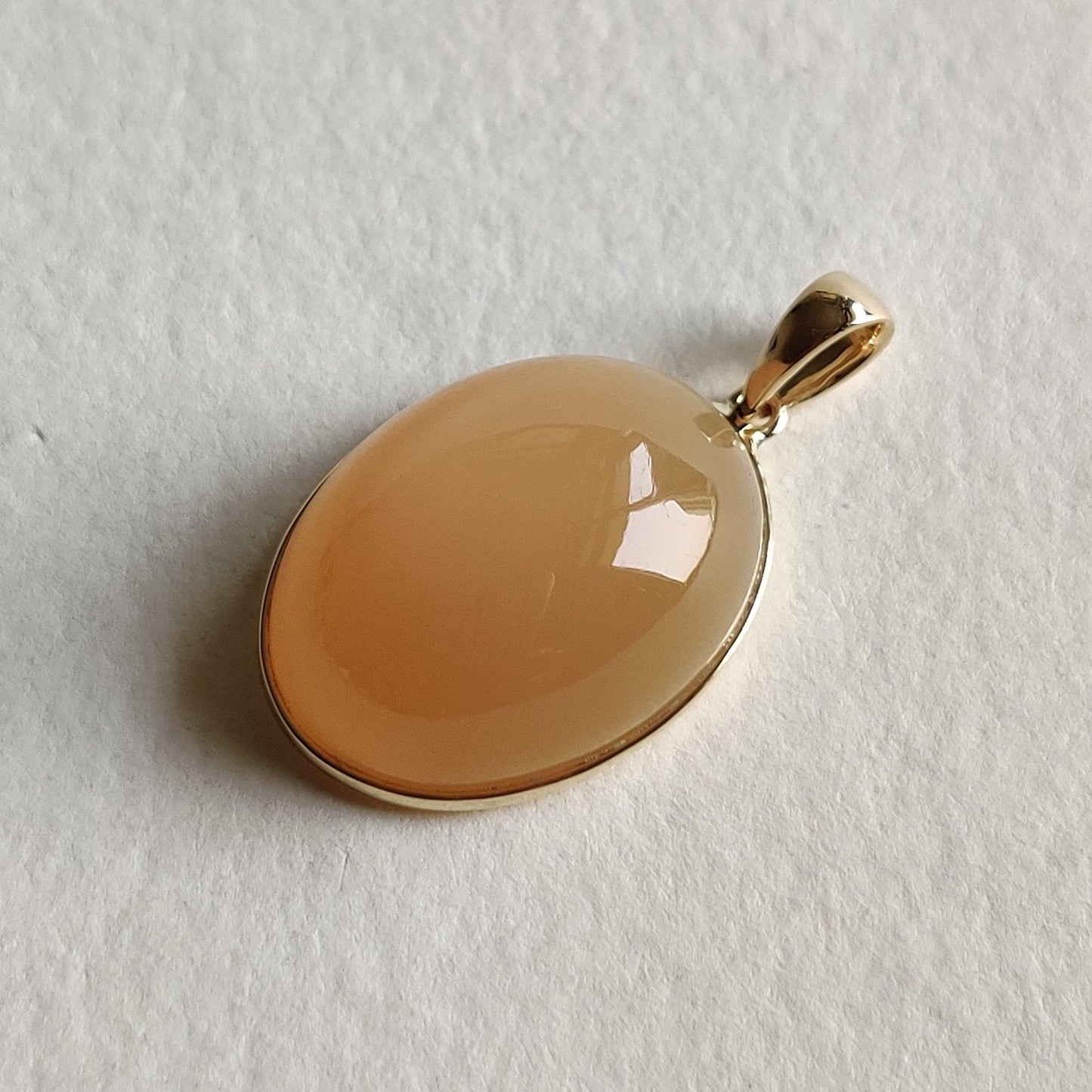 Natural Peach Moonstone Pendant, 14K Solid Yellow Gold Moonstone Pendant, June Birthstone, Bezel Pendant, Christmas Gift, Moonstone Jewelry