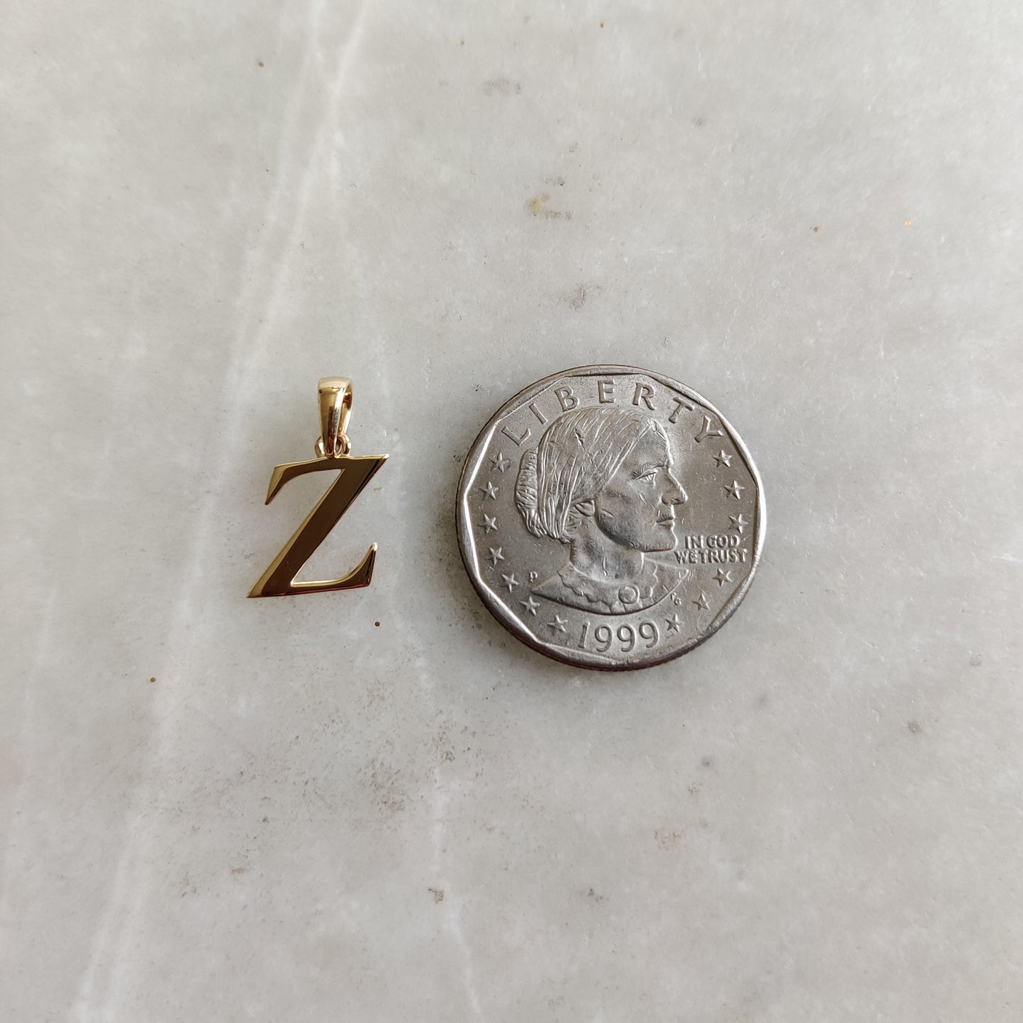 14K Gold Initial Z Pendant, Solid Yellow Gold Initial Z Charm Pendant, Gold Charm Pendant, Alphabet Z Pendant, Birthday Gift, Letter Pendant