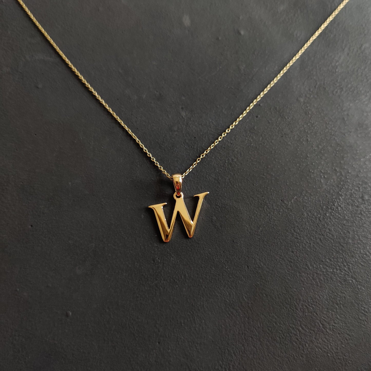 14K Gold Initial W Pendant, Solid Yellow Gold Initial W Charm Pendant, Gold Charm Pendant, Alphabet W Pendant, Birthday Gift, Letter Pendant