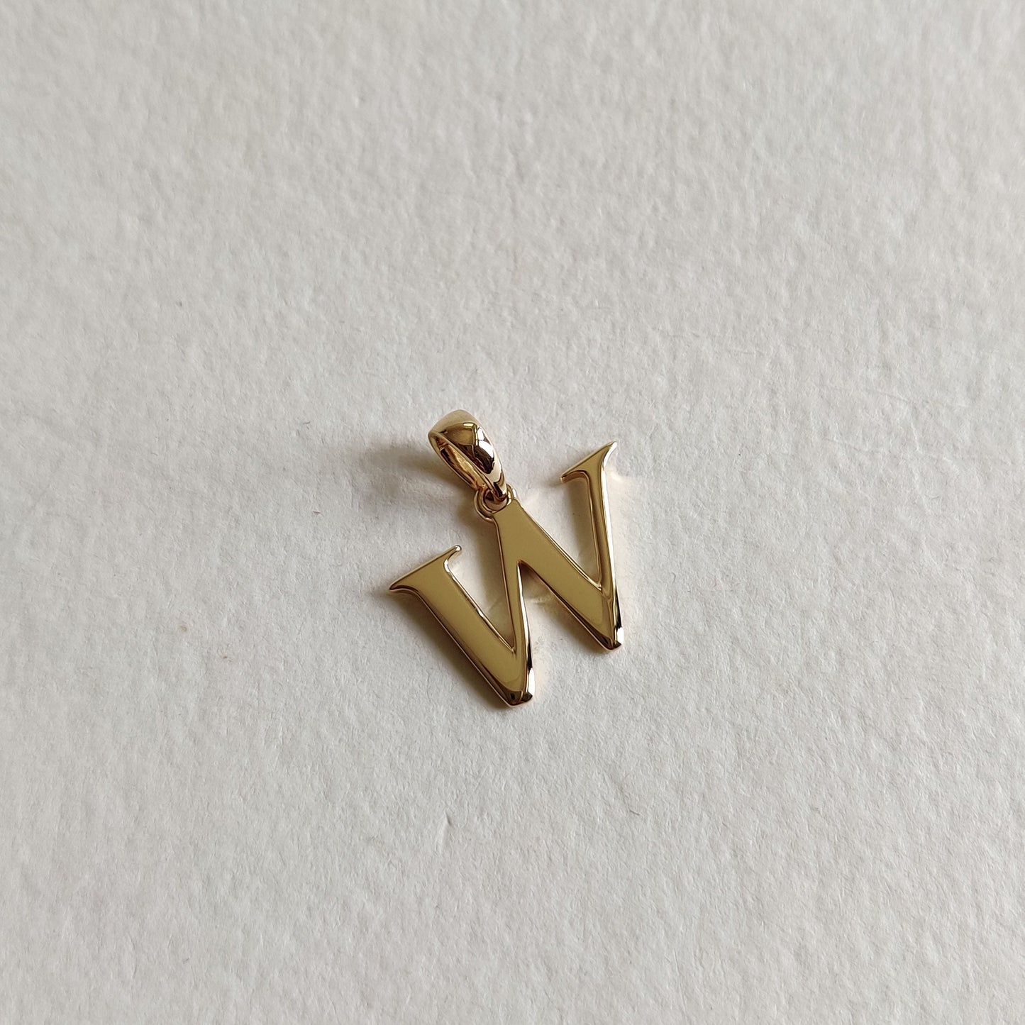 14K Gold Initial W Pendant, Solid Yellow Gold Initial W Charm Pendant, Gold Charm Pendant, Alphabet W Pendant, Birthday Gift, Letter Pendant