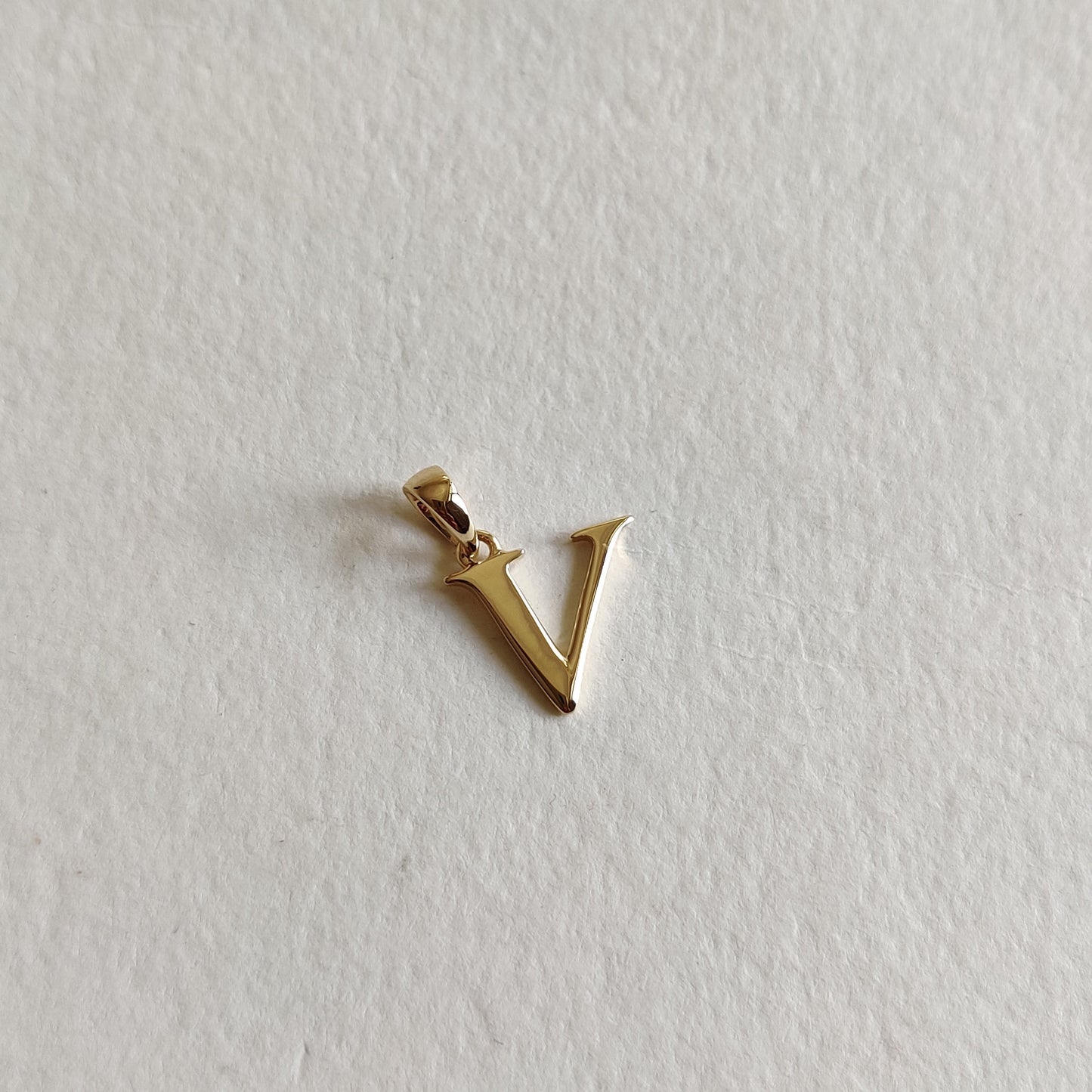 14K Gold Initial V Pendant, Solid Yellow Gold Initial V Charm Pendant, Gold Charm Pendant, Alphabet V Pendant, Birthday Gift, Letter Pendant