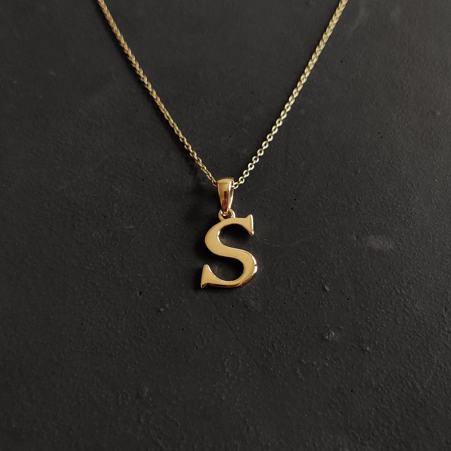 14K Gold Initial S Pendant, Solid Yellow Gold Initial S Charm Pendant, Gold Charm Pendant, Alphabet S Pendant, Birthday Gift, Letter Pendant