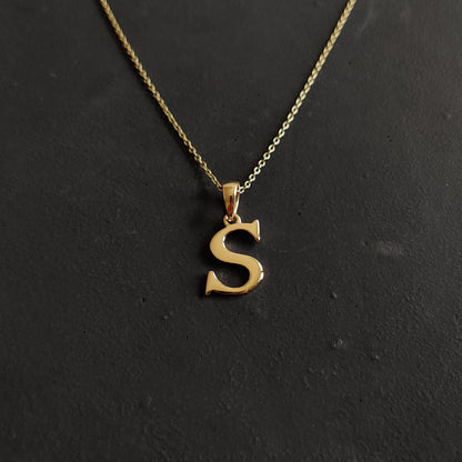 14K Gold Initial S Pendant, Solid Yellow Gold Initial S Charm Pendant, Gold Charm Pendant, Alphabet S Pendant, Birthday Gift, Letter Pendant