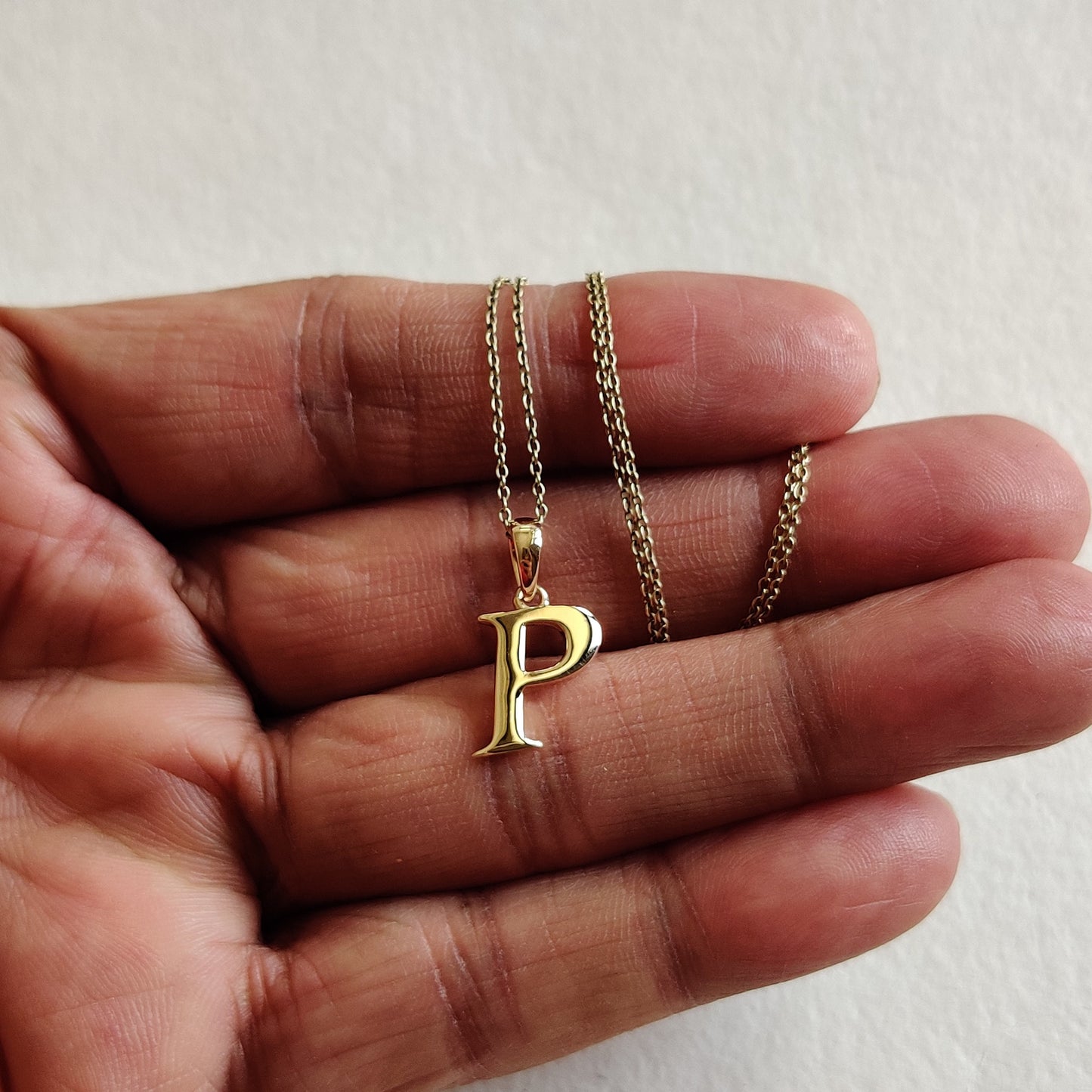 14K Gold Initial P Pendant, Solid Yellow Gold Initial P Charm Pendant, Gold Charm Pendant, Alphabet P Pendant, Birthday Gift, Letter Pendant