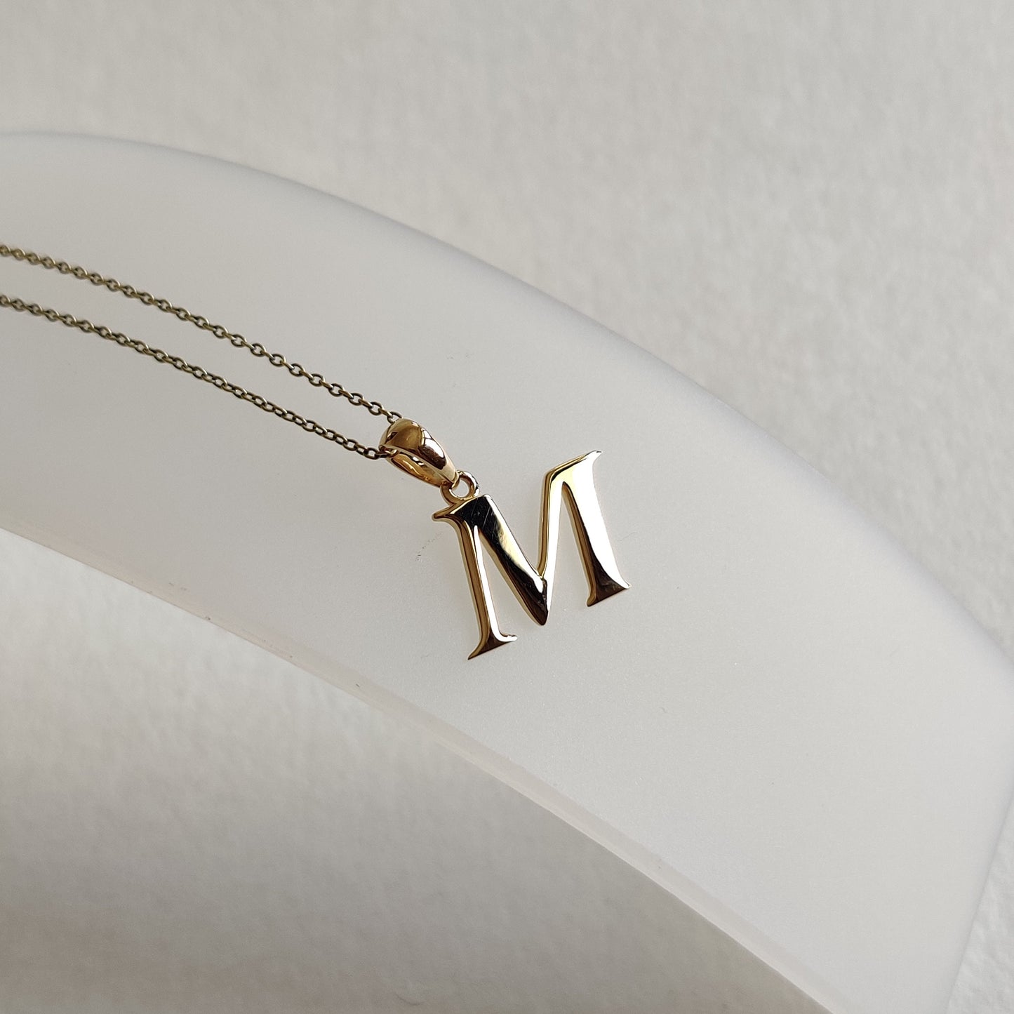 14K Gold Initial M Pendant, Solid Yellow Gold Initial M Charm Pendant, Gold Charm Pendant, Alphabet M Pendant, Birthday Gift, Letter Pendant