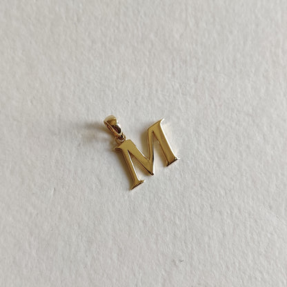 14K Gold Initial M Pendant, Solid Yellow Gold Initial M Charm Pendant, Gold Charm Pendant, Alphabet M Pendant, Birthday Gift, Letter Pendant