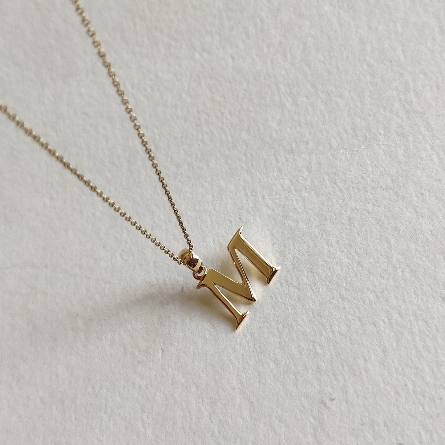 14K Gold Initial M Pendant, Solid Yellow Gold Initial M Charm Pendant, Gold Charm Pendant, Alphabet M Pendant, Birthday Gift, Letter Pendant