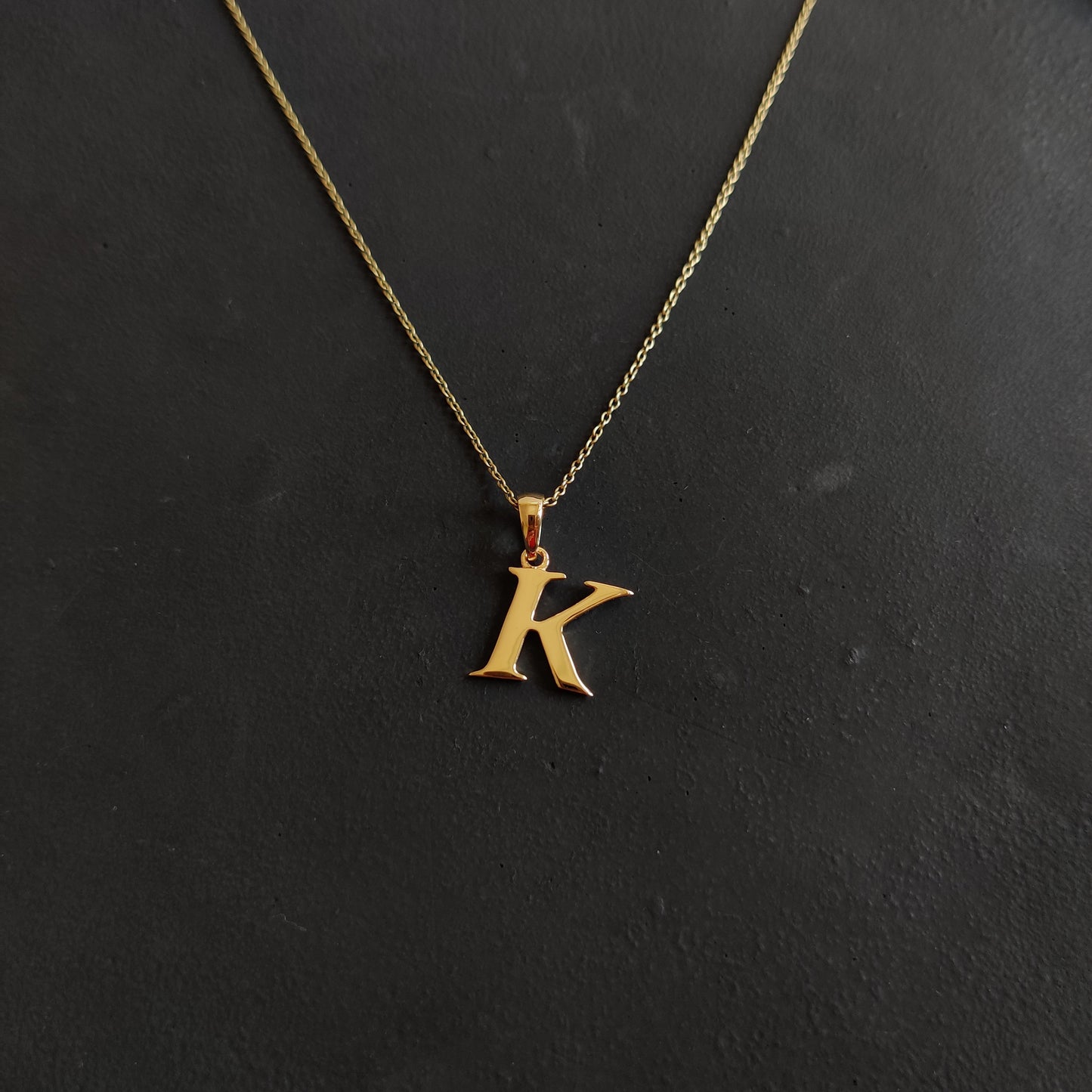 14K Gold Initial K Pendant, Solid Yellow Gold Initial K Charm Pendant, Gold Charm Pendant, Alphabet K Pendant, Birthday Gift, Letter Pendant