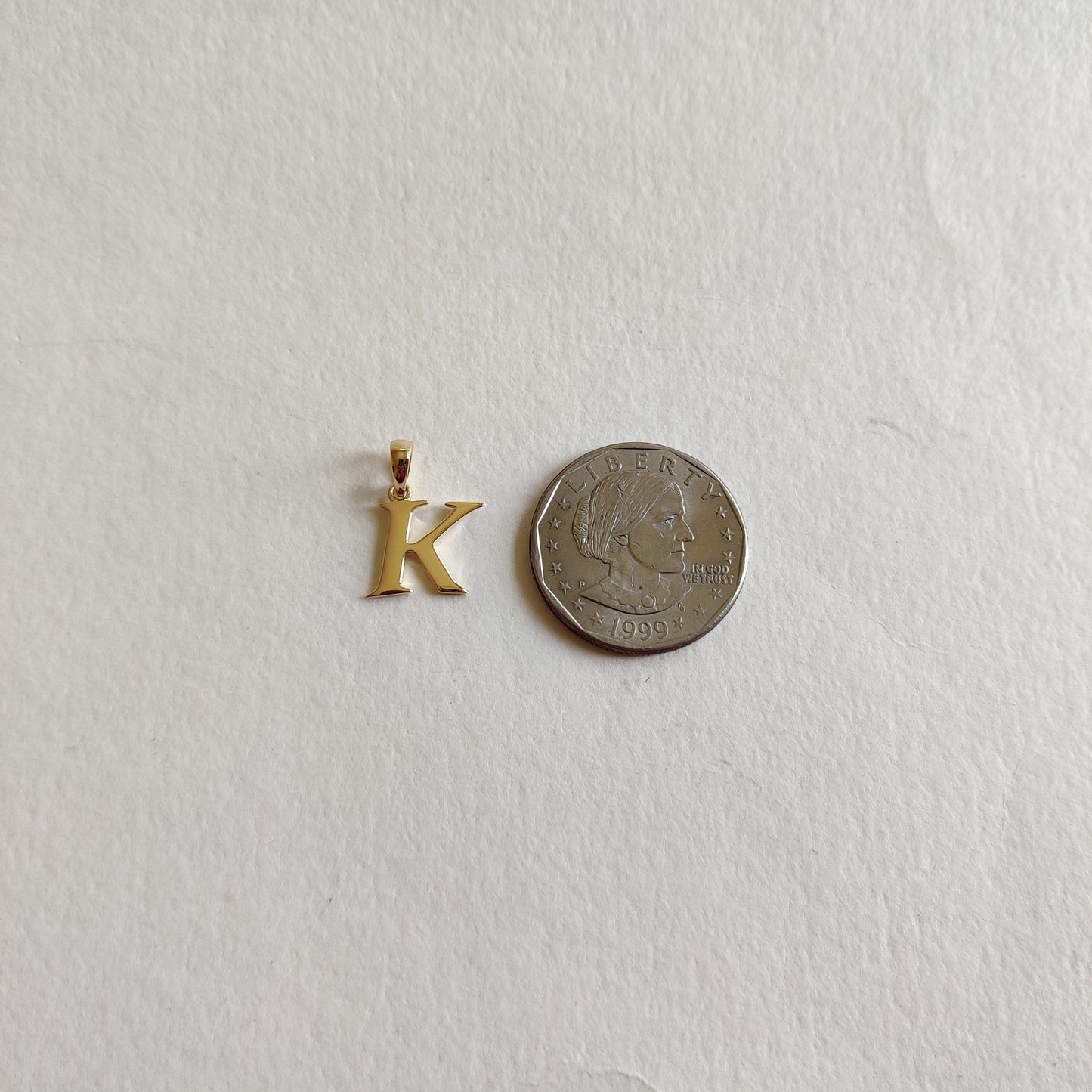 14K Gold Initial K Pendant, Solid Yellow Gold Initial K Charm Pendant, Gold Charm Pendant, Alphabet K Pendant, Birthday Gift, Letter Pendant