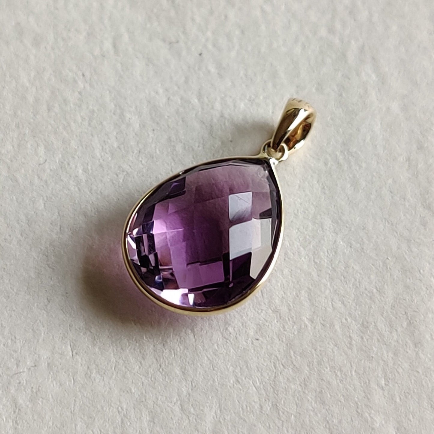 Natural Purple Amethyst Pendant, 14K Solid Gold Purple Amethyst Pendant, Gold Bezel Pendant, February Birthstone Pendant, Christmas Gift