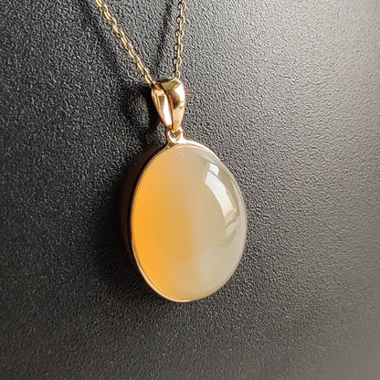 Natural Peach Moonstone Pendant, 14K Solid Yellow Gold Moonstone Pendant, June Birthstone, Bezel Pendant, Christmas Gift, Moonstone Jewelry