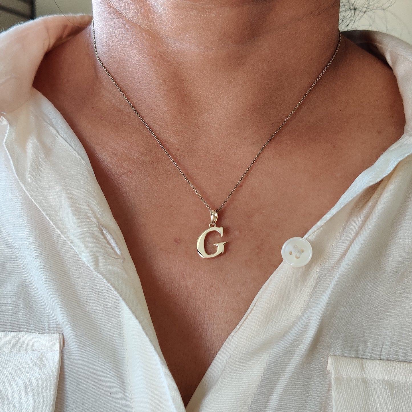 14K Gold Initial G Pendant, Solid Yellow Gold Initial G Charm Pendant, Gold Charm Pendant, Alphabet G Pendant, Birthday Gift, Letter Pendant