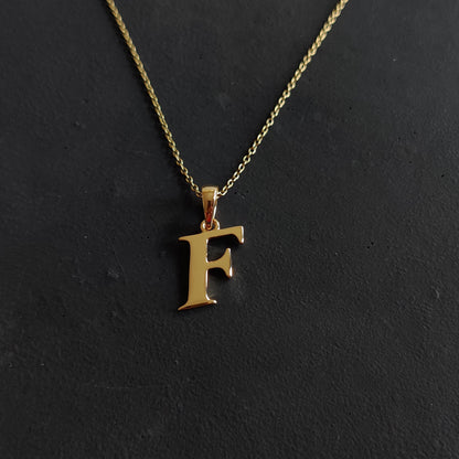 Colgante con inicial F en oro de 14 quilates, colgante con dije de inicial F en oro amarillo macizo, colgante con dije de oro, colgante con letra F, regalo de cumpleaños, colgante con letra