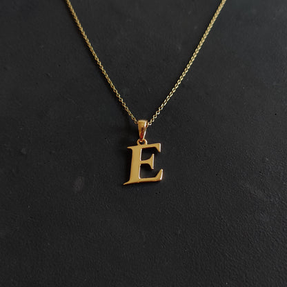 14K Gold Initial E Pendant, Solid Yellow Gold Initial E Charm Pendant, Gold Charm Pendant, Alphabet E Pendant, Birthday Gift, Letter Pendant