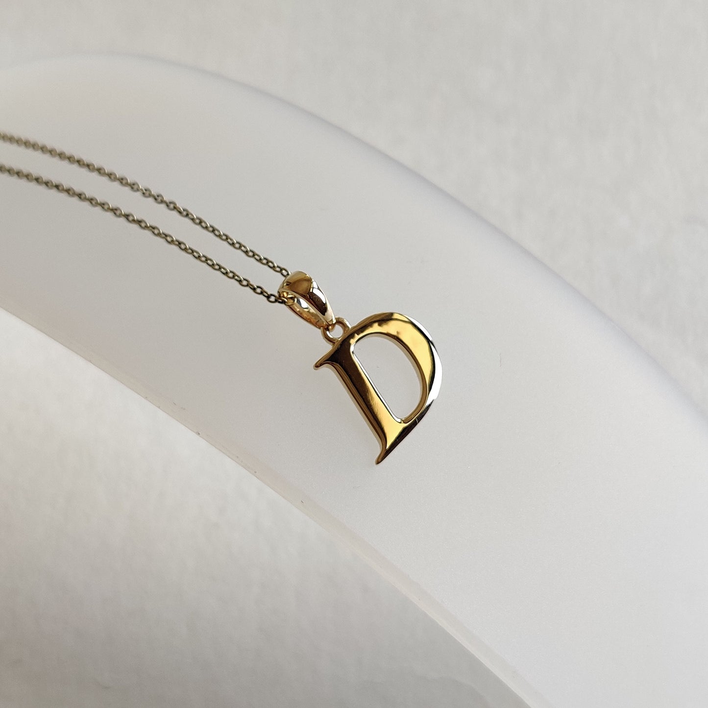 14K Gold Initial D Pendant, Solid Yellow Gold Initial D Charm Pendant, Gold Charm Pendant, Alphabet D Pendant, Birthday Gift, Letter Pendant