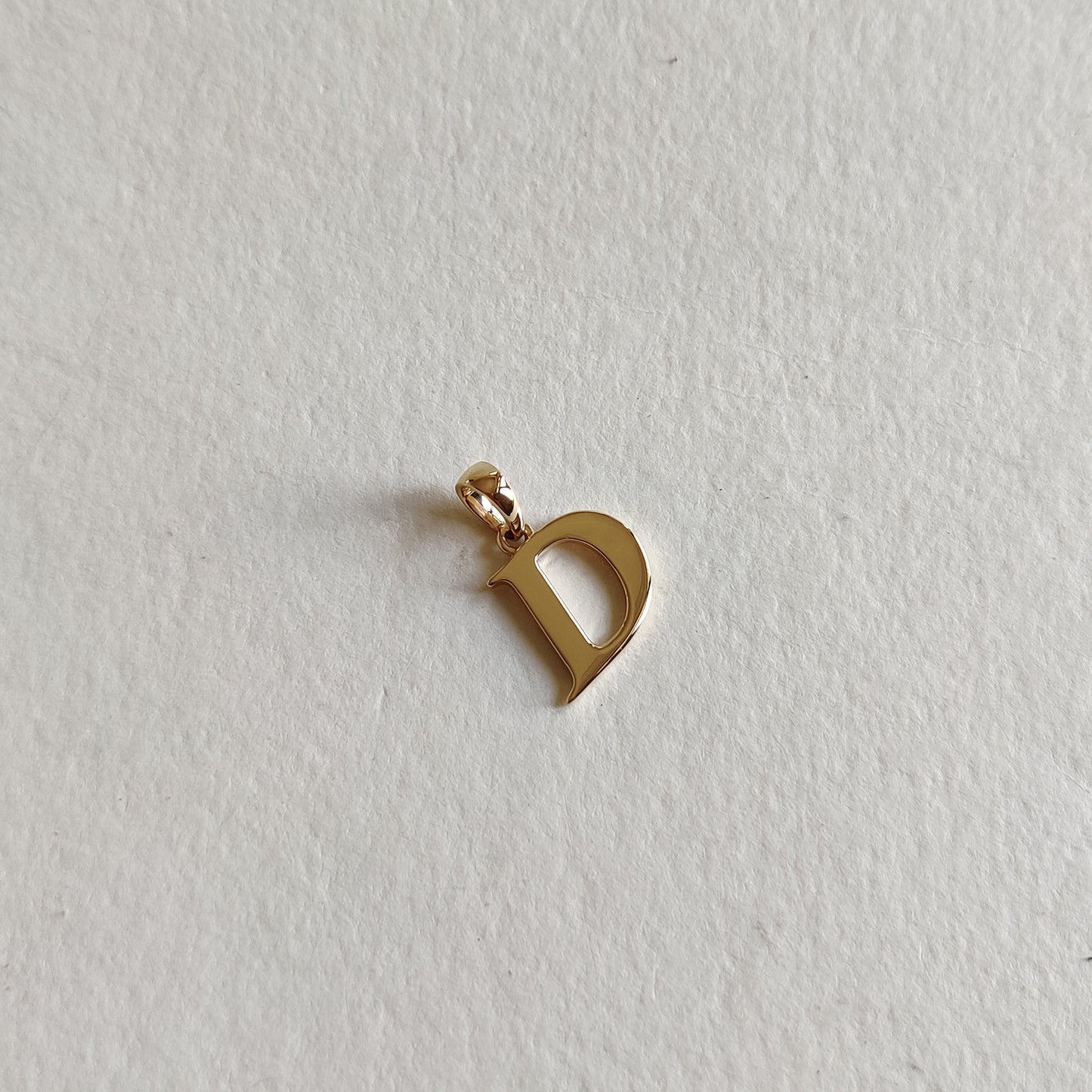 14K Gold Initial D Pendant, Solid Yellow Gold Initial D Charm Pendant, Gold Charm Pendant, Alphabet D Pendant, Birthday Gift, Letter Pendant