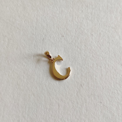 14K Gold Initial C Pendant, Solid Yellow Gold Initial C Charm Pendant, Gold Charm Pendant, Alphabet C Pendant, Birthday Gift, Letter Pendant