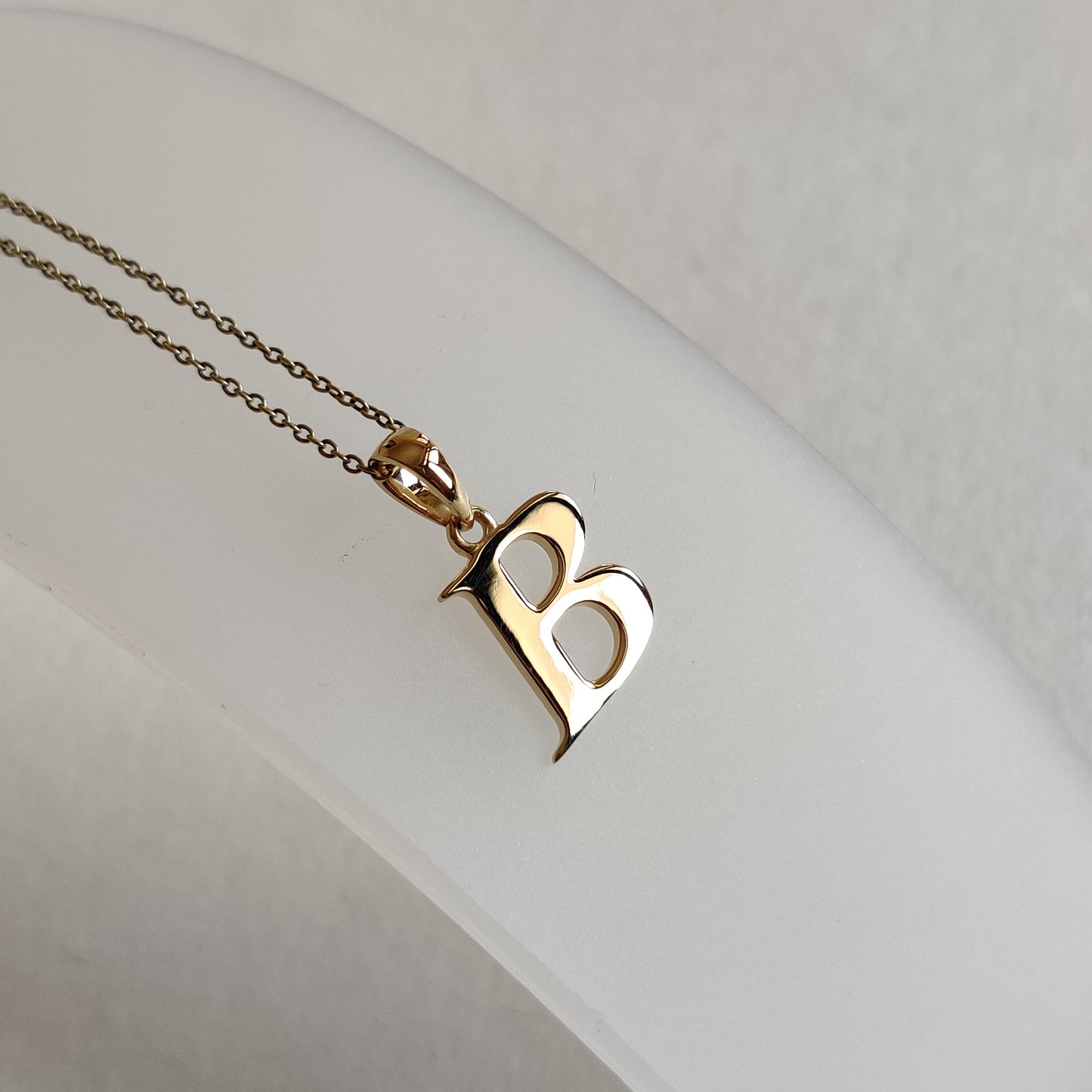 14K Gold Initial B Pendant, Solid Yellow Gold Initial B Charm Pendant, Gold Charm Pendant, Alphabet B Pendant, Birthday Gift, Letter Pendant