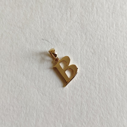 14K Gold Initial B Pendant, Solid Yellow Gold Initial B Charm Pendant, Gold Charm Pendant, Alphabet B Pendant, Birthday Gift, Letter Pendant