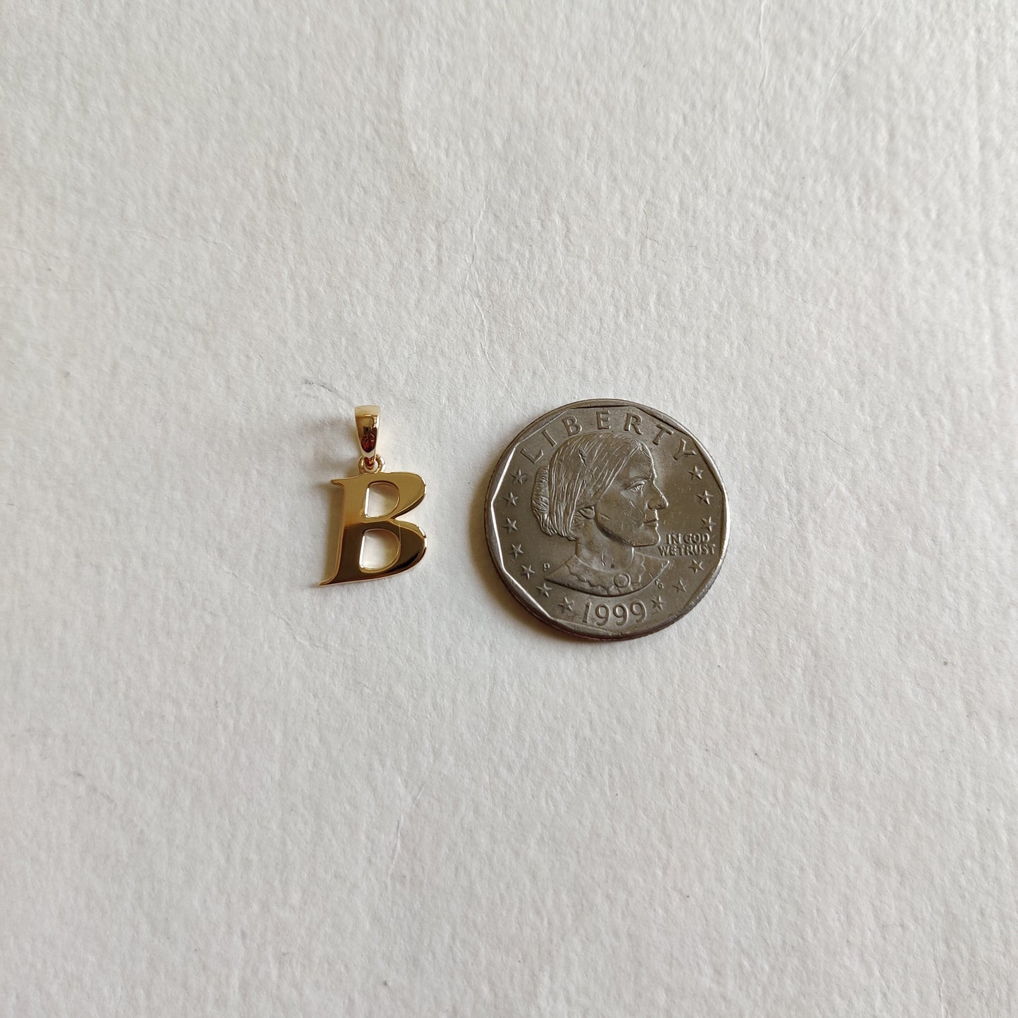 14K Gold Initial B Pendant, Solid Yellow Gold Initial B Charm Pendant, Gold Charm Pendant, Alphabet B Pendant, Birthday Gift, Letter Pendant