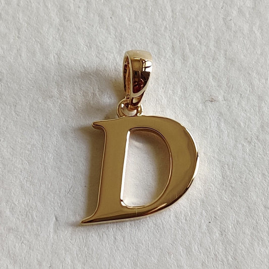 14K Gold Initial D Pendant, Solid Yellow Gold Initial D Charm Pendant, Gold Charm Pendant, Alphabet D Pendant, Birthday Gift, Letter Pendant