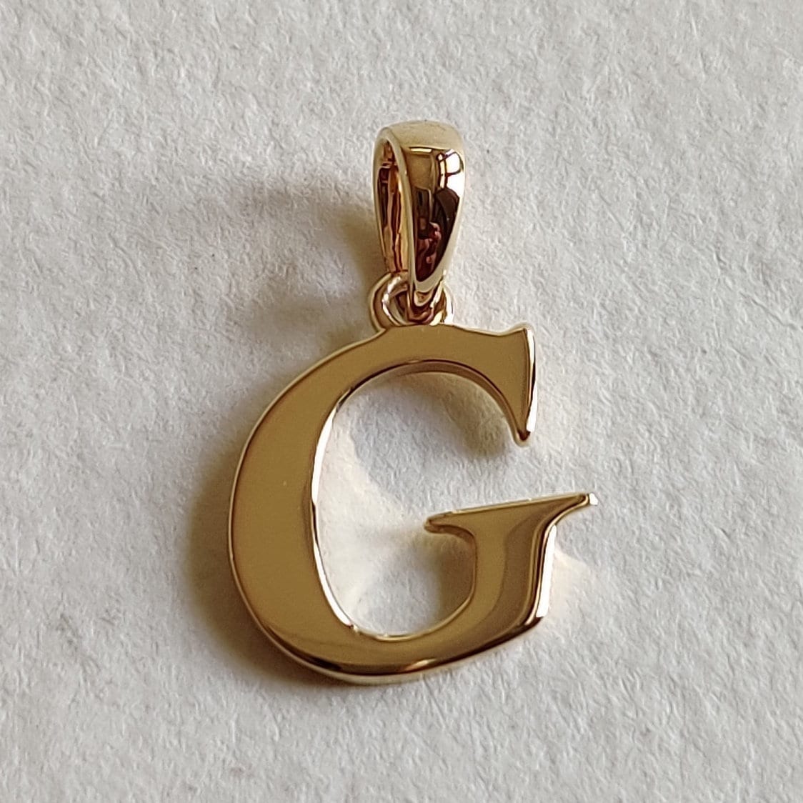 14K Gold Initial G Pendant, Solid Yellow Gold Initial G Charm Pendant, Gold Charm Pendant, Alphabet G Pendant, Birthday Gift, Letter Pendant