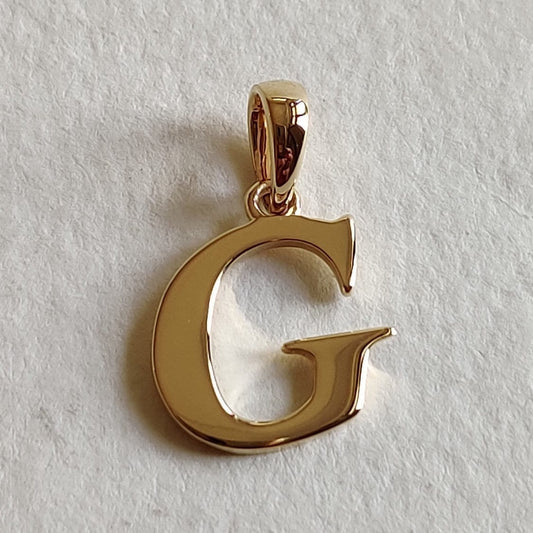 14K Gold Initial G Pendant, Solid Yellow Gold Initial G Charm Pendant, Gold Charm Pendant, Alphabet G Pendant, Birthday Gift, Letter Pendant