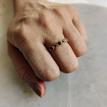 Natural Garnet Ring, Statement Ring Set in 14K Solid Yellow Gold, January Birthstone Ring, Stackable Ring, Dainty Ring, Garnet Jewelry