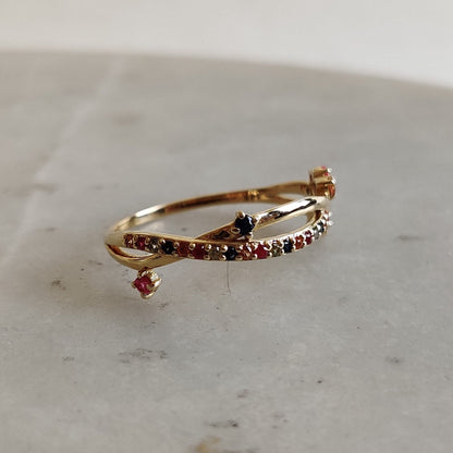 Natural Multi Sapphire Ring, 14K Solid Gold Ring, 14k Gold Multi Sapphire Ring, September Birthstone, Gift For Her,Dainty Ring,Birthday Gift