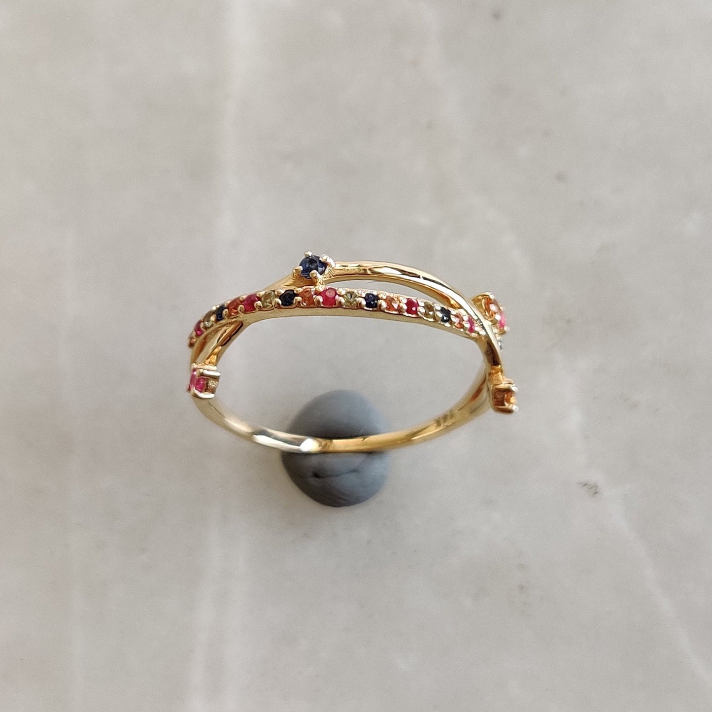 Natural Multi Sapphire Ring, 14K Solid Gold Ring, 14k Gold Multi Sapphire Ring, September Birthstone, Gift For Her,Dainty Ring,Birthday Gift